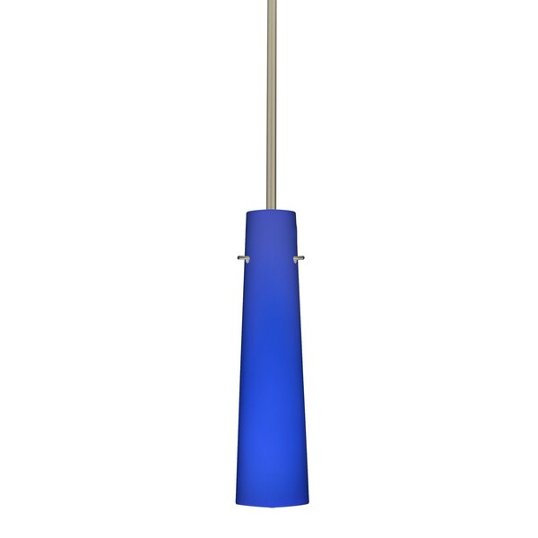 Besa Lighting Camino Stem Pendant, Cobalt Blue Matte, Satin Nickel Finish, 1x50W Candelabra 1TT-5674CM-SN - main